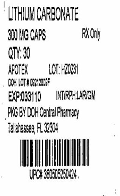 Lithium Carbonate 300mg Label (Lithium 300mg(apotex))